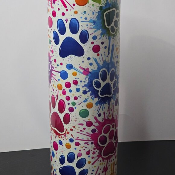 Ink Splattered Paw-Prints 20 oz Tumbler - Picture 2 of 4